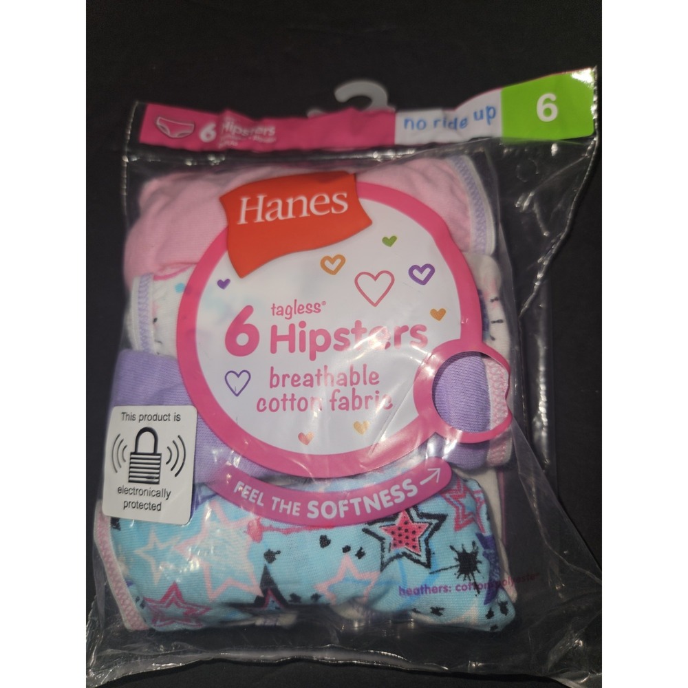 Hanes Size 6 Girls Hipsters Tagless New